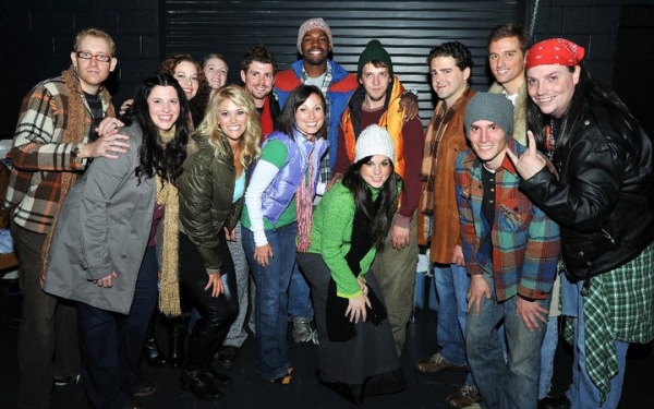The cast of Rent backstage at First Night, prior to the show's opening number. Pictur Photo